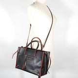 BALENCIAGA Paper A6 Handbag 370926 Calf Made in Italy Black/Red Crossbody 2way A5 Open Ladies