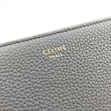 CELINE Large Zipped Multi-Function Round 105003 Long Wallet Leather Grey Women's