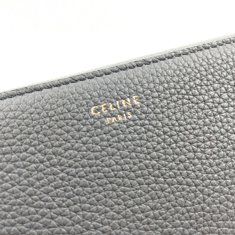 CELINE Large Zipped Multi-Function Round 105003 Long Wallet Leather Grey Women's