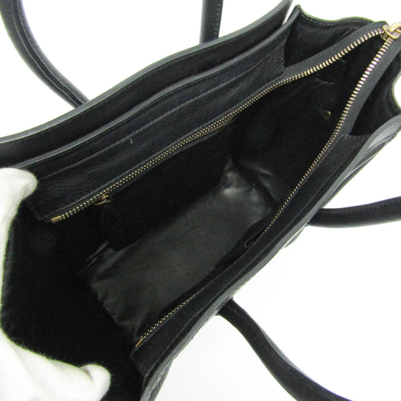 Celine Luggage Micro Shopper 167793 Women's Leather,Denim Handbag Black,Navy