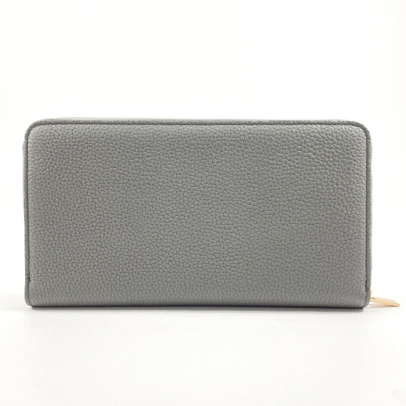 CELINE Large Zipped Multi-Function Round 105003 Long Wallet Leather Grey Women's