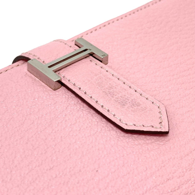 Hermes HHardware Machi has Long Wallet Rose cherry pink SilverHardware