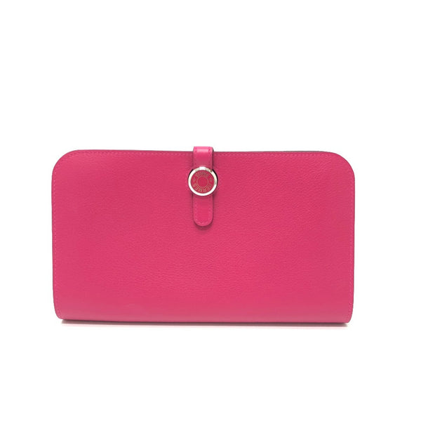 Hermes Bi-fold Wallet Long Wallet Wallet Long Wallet Long Wallet Rose mexico pink SilverHardware