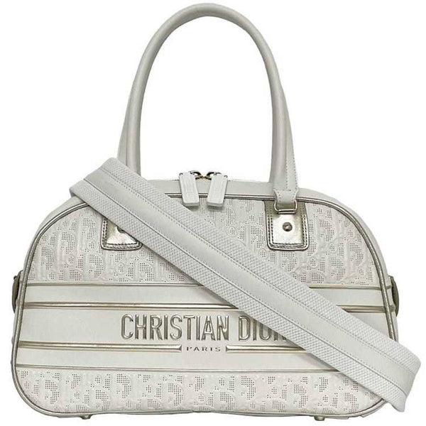 Christian Dior 2way Bag Vibe Medium Bowling White Gold M6204ODDT Boston Handbag Leather Rubber 09-MA-1221 Trotter