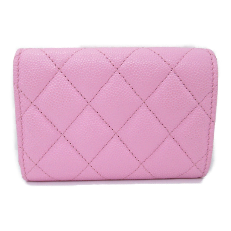 CHANEL Classic Small Flap Wallet Tri-fold Caviar Skin (Grained Calfskin) Women's Pink