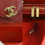 CHANEL Shoulder Bag Chevron Leather Red Women's 99932f