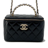 Chanel Chain Shoulder Bag Matelasse Coco Mark Vanity Lambskin CHANEL Black