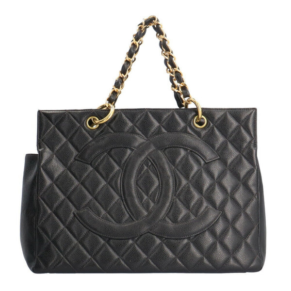 CHANEL Matelasse Handbag Caviar Skin Black Women's