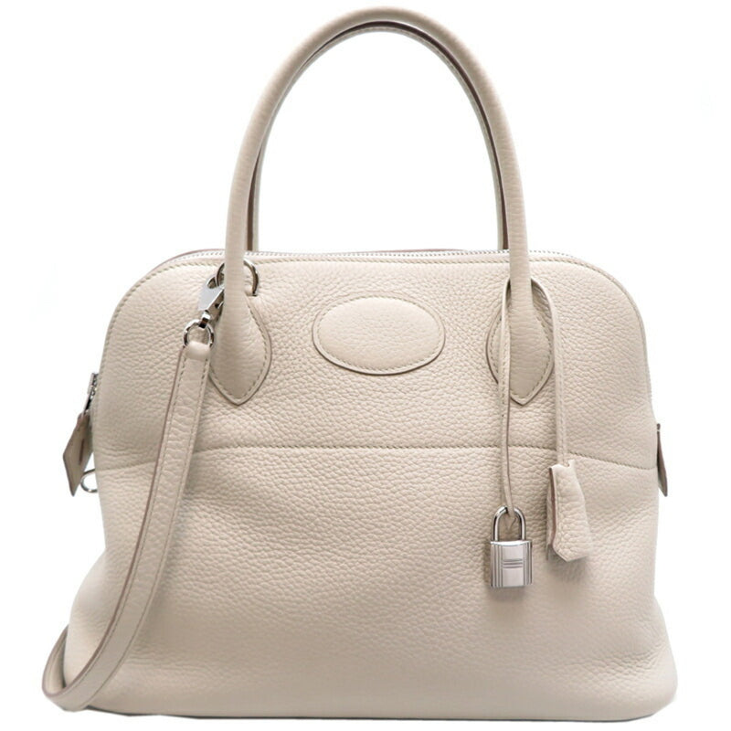 Hermes Bolide 31 Y stamp Palladium (silver) hardware Women's handbag Taurillon Clemence Beton (beige)