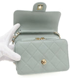 Chanel Matelasse Chain Shoulder Bag Caviar Blue Green AS3002