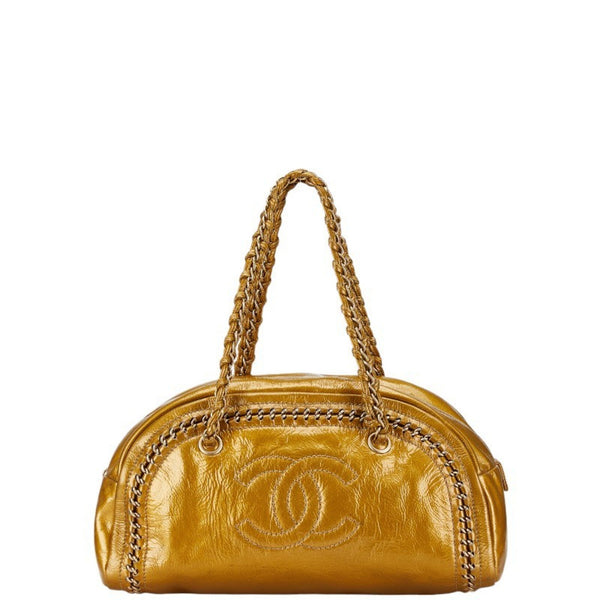 Chanel Luxury Line Coco Mark Chain Handbag Boston Bag A31405 Gold Enamel Women's CHANEL