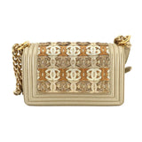 CHANEL Boy Chanel Chain Shoulder Bag Leather Metallic Gold A67085 Hardware