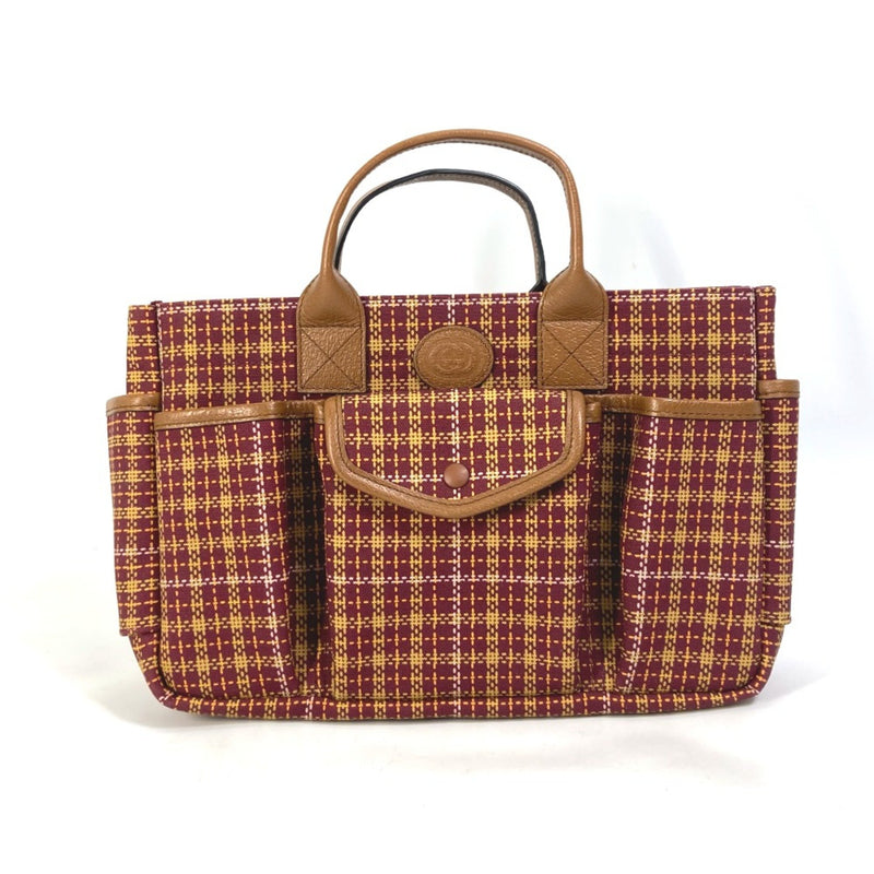 Gucci 628159 check Tote Bag Hand Bag Brown/Bordeaux Based