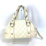 CHANEL Bubble Quilt CC Coco Mark Chain Boston Bag Handbag Leather Women's Beige