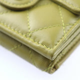 CHANEL Small Wallet Timeless Classic Trifold AP0230 Y04059 N0200 Lambskin Khaki Green Matelasse