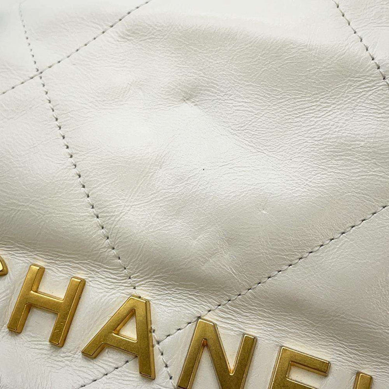 Chanel Chain Shoulder Bag 22 Calfskin AS3980 CHANEL White