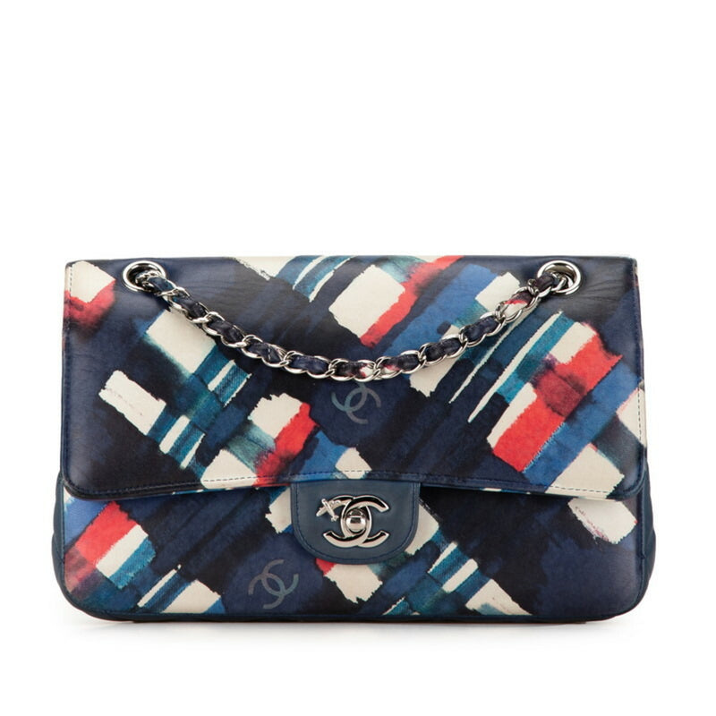 Chanel Airline Matelasse Coco Mark Double Flap Chain Shoulder Bag Blue Multicolor Lambskin Women's CHANEL