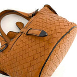 Bottega Veneta Handbag Tamboura Orange Camel Intrecciato 535263 Leather BOTTEGA VENETA Bucket Tote Bag Ladies