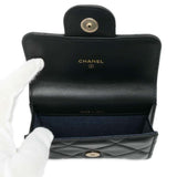 Chanel Belt Bag Matelasse Coco Mark Chain Pouch Lambskin CHANEL Waist Black