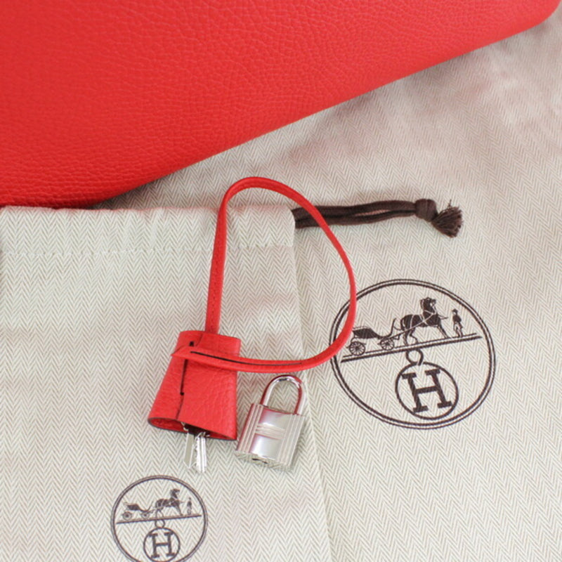 Hermes Bag Victoria 35 Red Rouge Coup Taurillon Clemence Handbag Shoulder Boston HERMES Leather Men's Women's Tote TK1883