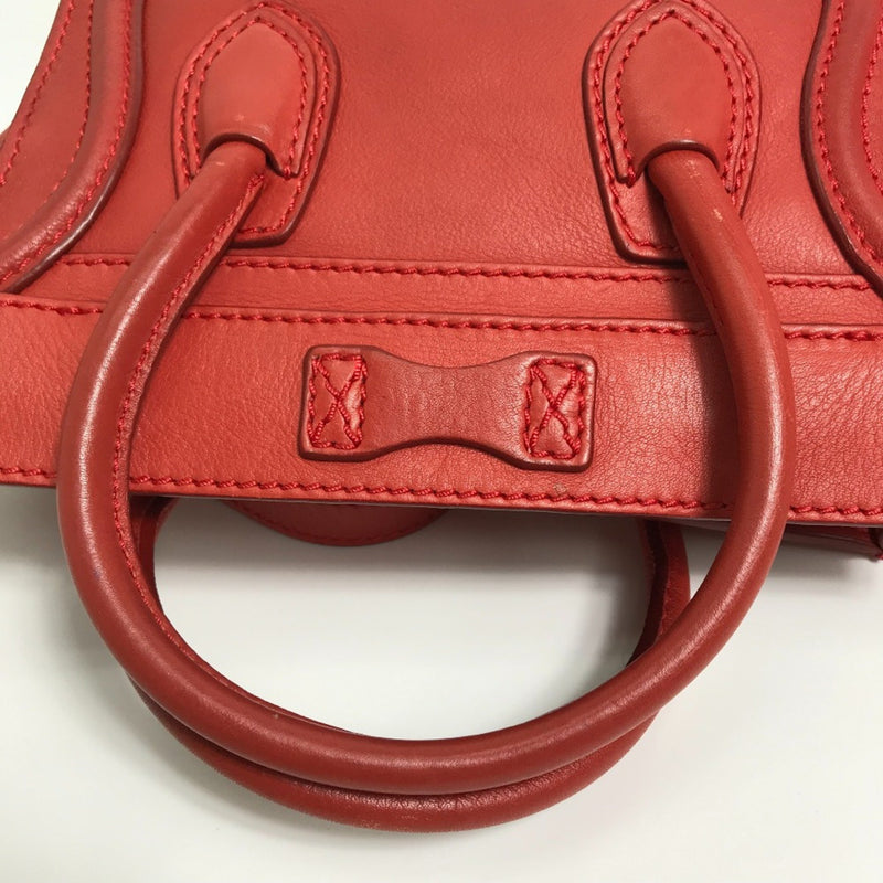 CELINE 168243 Nano Shopper Bag Crossbody Shoulder Bag Hand Bag Lipstick Red Red