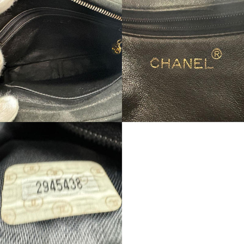 CHANEL Shoulder Bag Suede Metal Black Gold Women's n0187