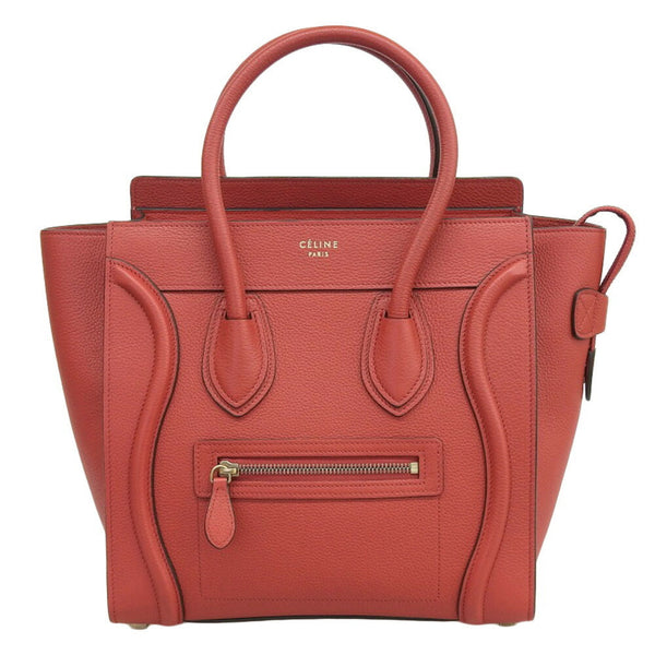 Celine luggage micro handbag leather red 167793