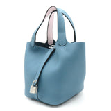 Hermes HERMES Picotin Lock PM Handbag Bag Calf (cowhide) Taurillon Clemence Swift Women's Blue Purple Jean Mauve Pale