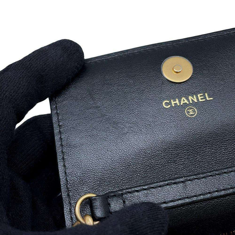 Chanel Chain Wallet 19 Coin Purse Lambskin CHANEL Black