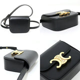 CELINE Triomphe Shoulder Bag Black Calfskin