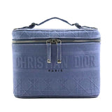 Christian Dior Handbag Vanity Bag Canvas Light Blue Women's