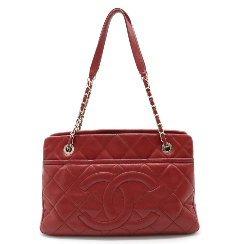 CHANEL Matelasse Caviar Skin Coco Mark Chain Tote Bag Shoulder Leather Red A67294