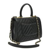 Chanel Chevron Shoulder Bag Lambskin Black A92236