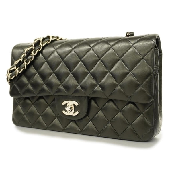 Chanel Shoulder Bag Matelasse W Flap Chain Lambskin Black Ladies