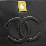 Chanel Matelasse Full Flap Chain Shoulder Bag Lambskin Black A02500