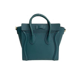 CELINE Luggage Nano Leather 2way Shoulder Bag Handbag Green 66007