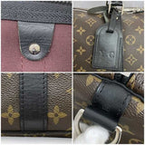 Louis Vuitton 2-way Boston Bag Keepall 55 Bandouliere Brown Black Monogram Macassar M56714 Shoulder Canvas Leather AA1107 LOUIS VUITTON