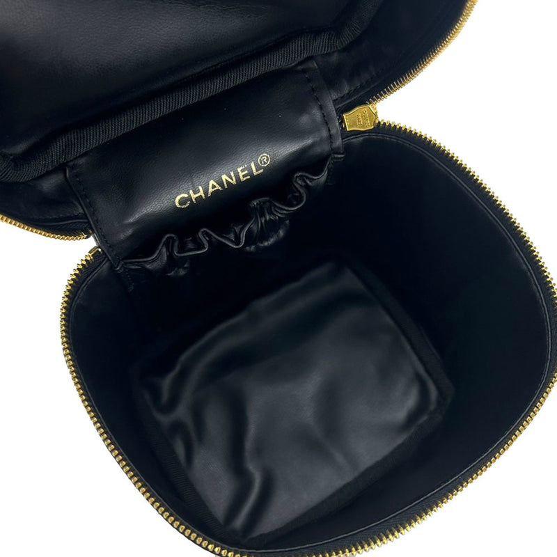 CHANEL Vanity Bag No. 4 Bicolore Leather Cosmetic Pouch Accessories Women's vanity bag pouch black