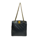 Chanel Matelasse Tote Bag Leather Black Women's CHANEL Chain Shoulder