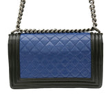 CHANEL Boy Chanel Chain Shoulder Lambskin Blue Black Seal A67086