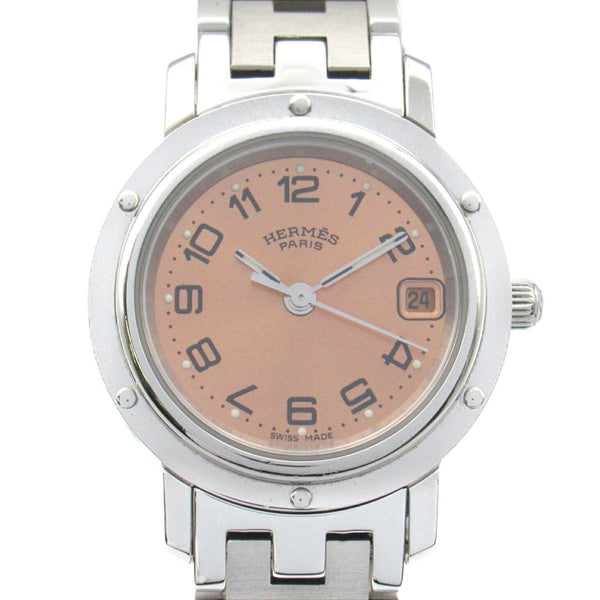 Hermes Clipper Watch Stainless Steel Ladies Pink CL4.210