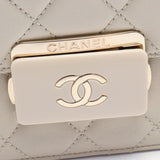 CHANEL Beauty Lock Shoulder Bag Leather Women's Beige A93223