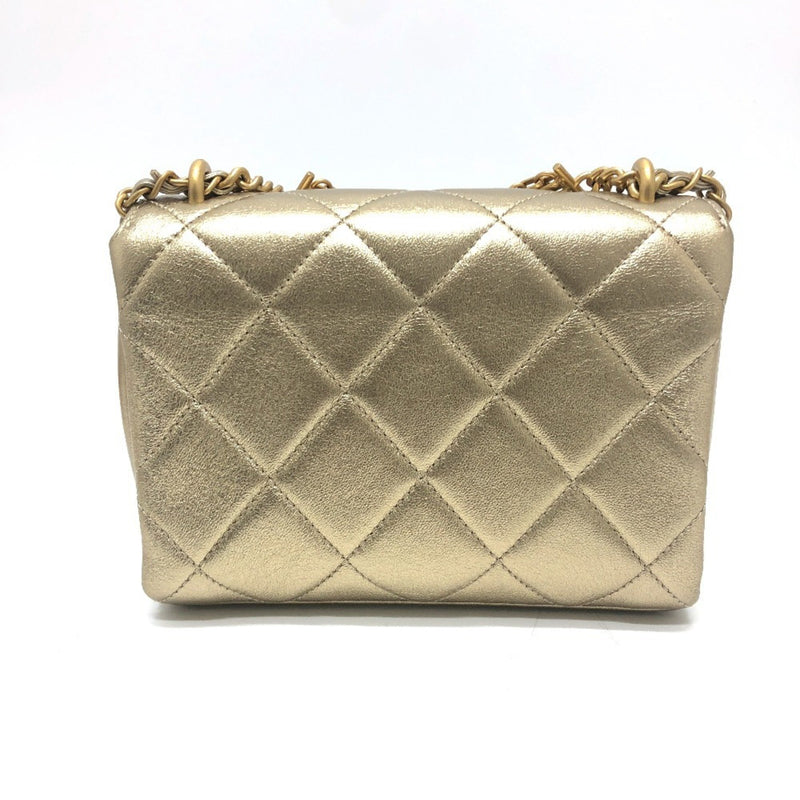 CHANEL AS3240 Matelasse Coco Mark Rhinestone Chain Bag Handbag Shoulder Lambskin Women's Gold