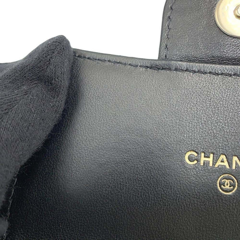 Chanel Belt Bag Matelasse Coco Mark Chain Pouch Lambskin CHANEL Waist Black