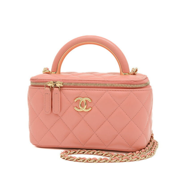 Chanel Matelasse Vanity Chain Shoulder Bag Lambskin Pink AP2846