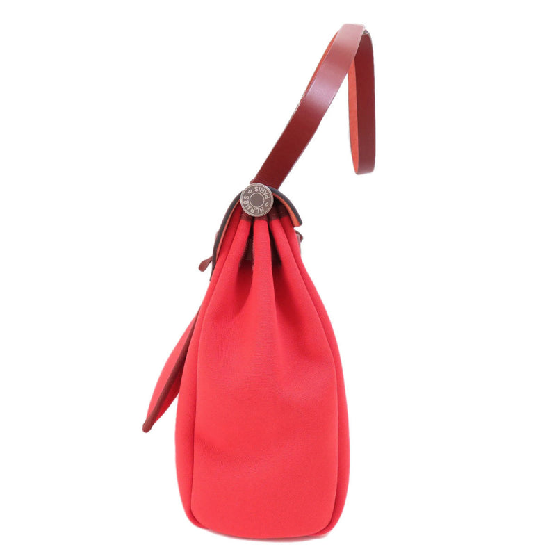 Hermes Airbag Zip PM Red Handbag Toile Officier Women's HERMES