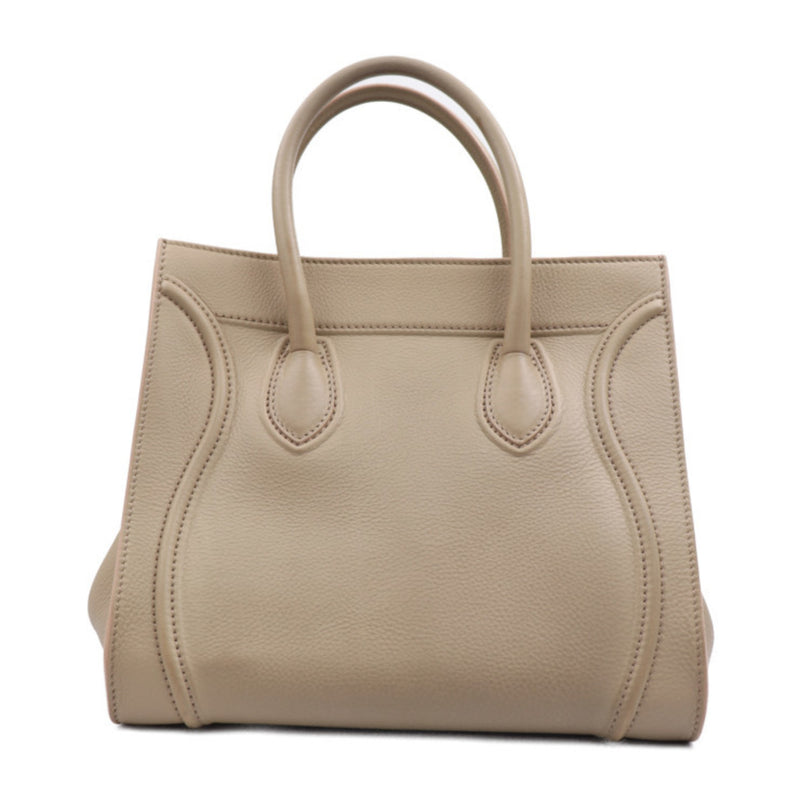 CELINE Celine Small Square Luggage Phantom Handbag Leather Beige Etoupe Tote Bag