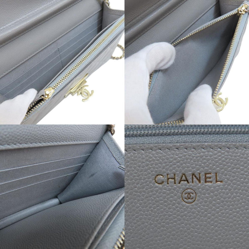 Chanel Chain Wallet Matelasse Coco Mark Shoulder Bag Caviar Skin Women's CHANEL