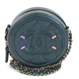 CHANEL Shoulder Bag Matelasse Coco Mark Caviar Leather/Metal Metallic Dark Green/Aurora Women's e58446i