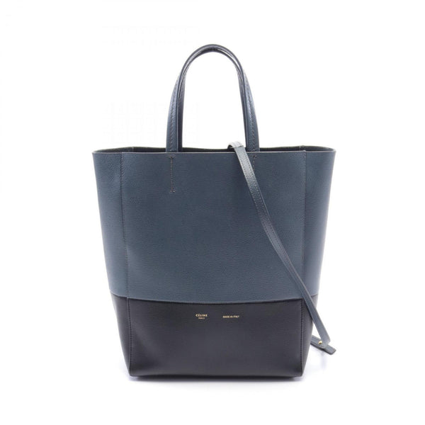 CELINE Vertical Small Cabas Tote Bag Leather Women's Blue Black 176163